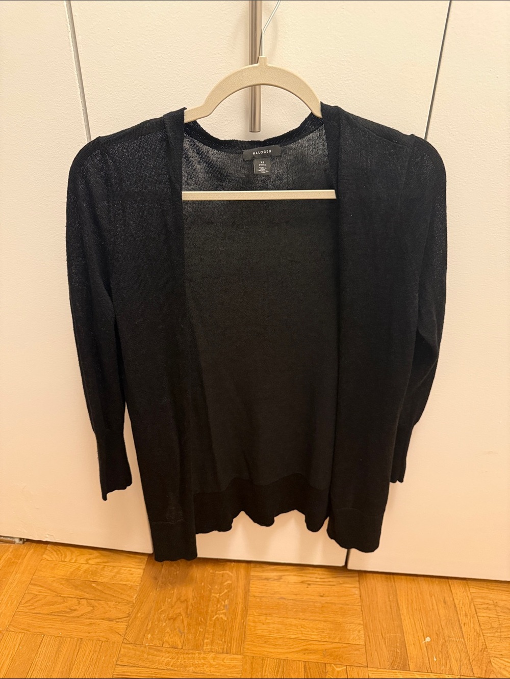 Black Open-Front Lightweight Women's Cardigan Sweater
